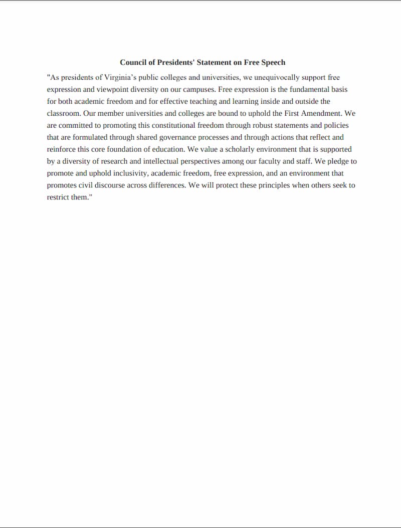 Déclaration du Conseil des Présidents sur la liberté d'expression - Couverture